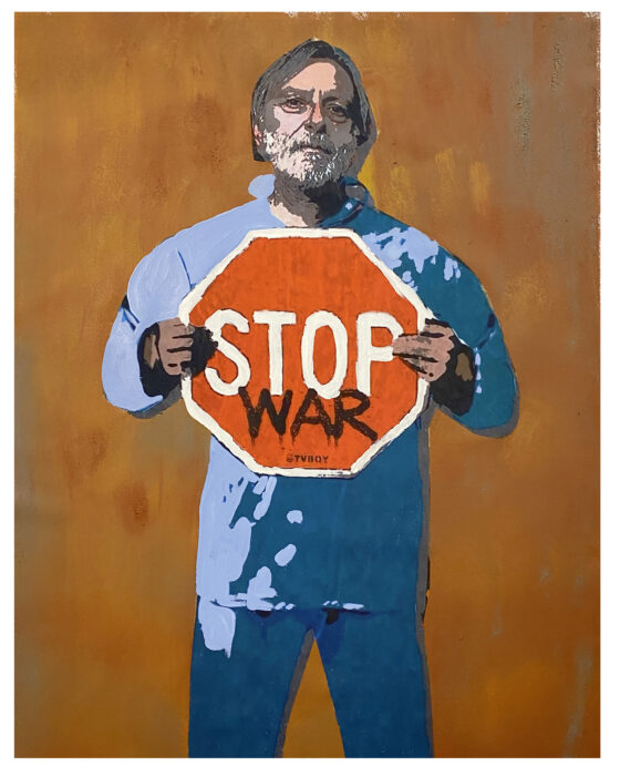 Stop War di Tv Boy, ritratto di Gino Strada 