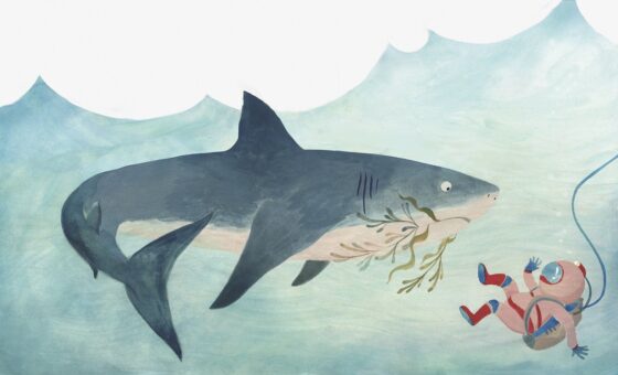 La meraviglia di uno squalo erbivoro nella penna di Riccardo Bozzi e nelle illustrazioni di Zosienka (www.zosienka.com)